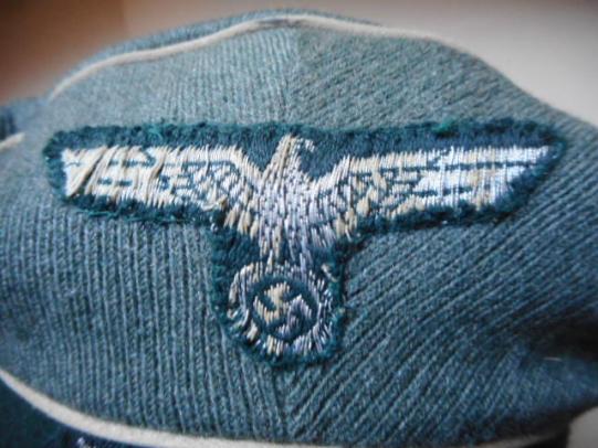 MORE PICTURES OF 50585 WW2 GERMAN THIRD REICH ARMY HEER WH OFFICERS VISOR CAP with flat wire insignia