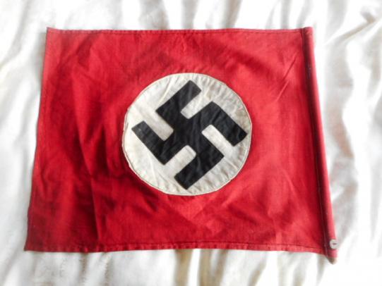 WW2 GERMAN small size with wood pole SWASTICA FLAG