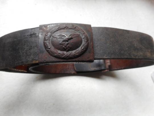 WW2 GERMAN LUFTWAFFE 1941 DATED LEATHER BELT AND BUCKLE combat worn