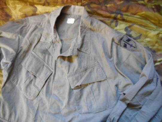 1968 US ARMY OG-107 VIETNAM War SLANT POCKET jungle JACKET COAT with MACV LOCAL IN COUNTRY MADE PATCH