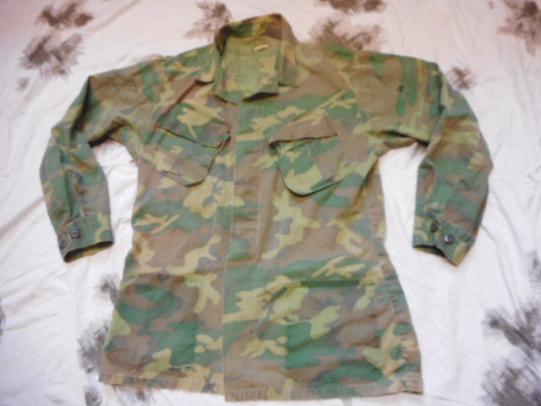 1968 US ARMY issue ERDL green SLANT POCKET Jungle COMBAT JACKET SHIRT MODIFIED