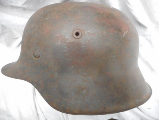 ORIGINAL WW2 GERMAN ARMY m42 STEEL COMBAT HELMET NS68 3091 former SD removed