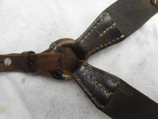 original WW2 GERMAN ARMY / Waffen SS BLACK LEATHER COMBAT EQUIPMENT Y STRAPS riemen