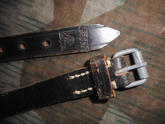 ORIGINAL WW2 GERMAN ARMY / WSS zeltbhan shelter sheet LEATHER STRAP rbnr number / waffenampt