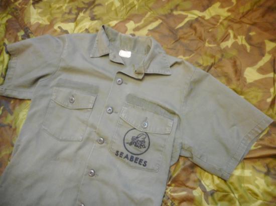 ORIGINAL1987  US ARMY NAVY SEA BEES seebees ISSUE UTILITY SHIRT vietnam war type