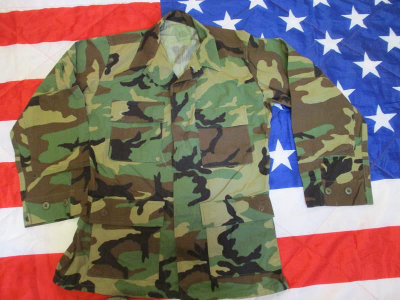 vintage US ARMY USA genuine issue WOODLAND camo BDU COMBAT JACKET coat SMALL REGULAR