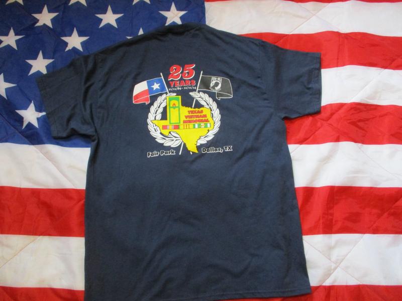 US ARMY VIETNAM WAR DALLAS TEXAS 25 YEAR MEMORIAL pocket T SHIRT blue LARGE