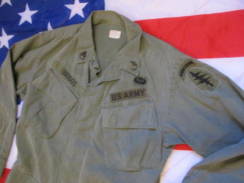 1968 VIETNAM WAR US ARMY ISSUE OG 107 SLANT POCKET Jungle JACKET 5th SPECIAL FORCES SF green berets AIRBORNE