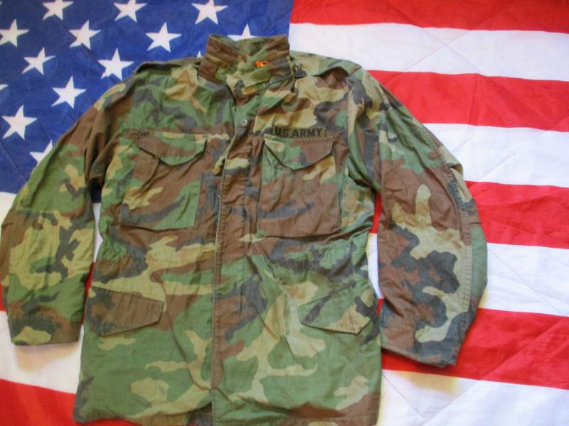 EARLY 1980's US ARMY USA Issue WOODLAND CAMO CAMOUFLAGE M65 COAT COMBAT JACKET ist type in woodland camo