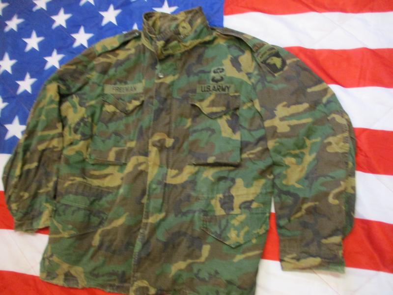 US ARMY ISSUE M65 COAT COMBAT jacket Vietnam War ERDL camo 101st AIRBORNE DIVISION XL