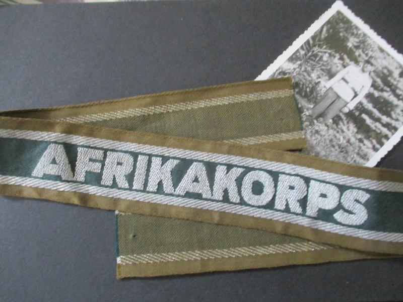 WW2 GERMAN ARMY DAK AFRIKAKORPS CUFF TITLE & PHOTO OF VETERAN