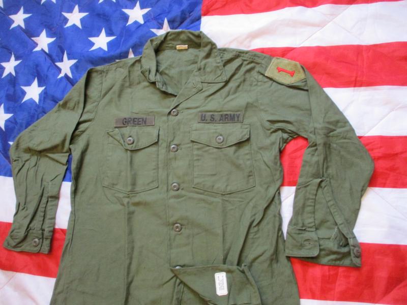 ORIGINAL 1969 US ARMY ISSUE OG 107 UTILITY SHIRT 1st infantry div VIETNAM WAR 16 1/2 x32 Large TO xl