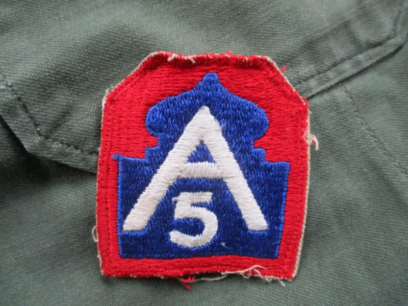 GENUINE US ARMY ww2 / M51 early cut edge 5TH ARMY BADGE PATCH insignia