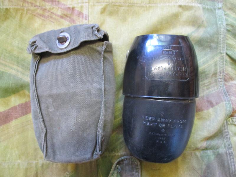 RARE British Army issue 1ST type twist cap 58 PATTERN WEBBING water bottle POUCH & 1969 bottle & 1972 mug