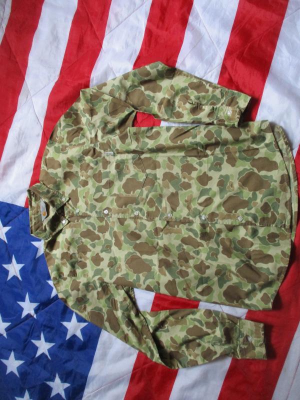 CARHARTT wip US ARMY VIETNAM WAR duck hunter WW2 FROG SKIN camo shirt MEDIUM