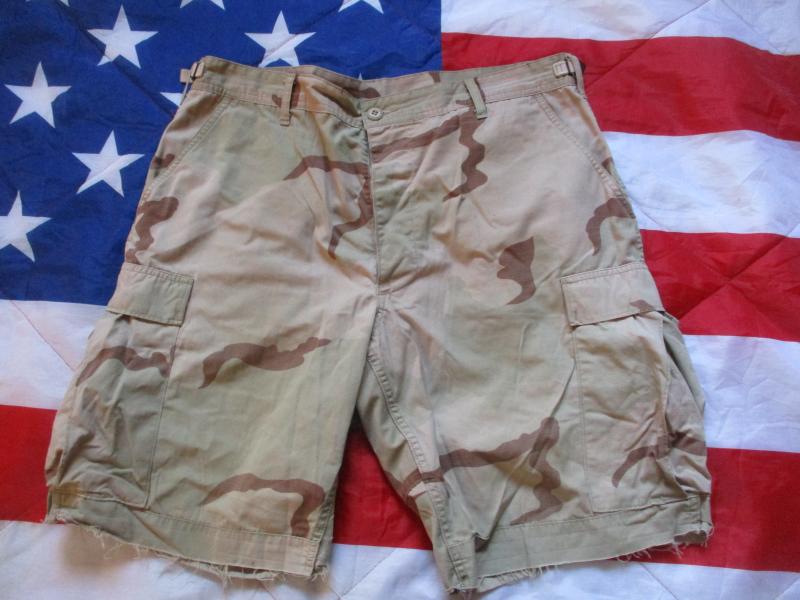 GENUINE issue USA us army / usmc  tri desert CAMO dcu BDU combat CUT OFF shorts LARGE