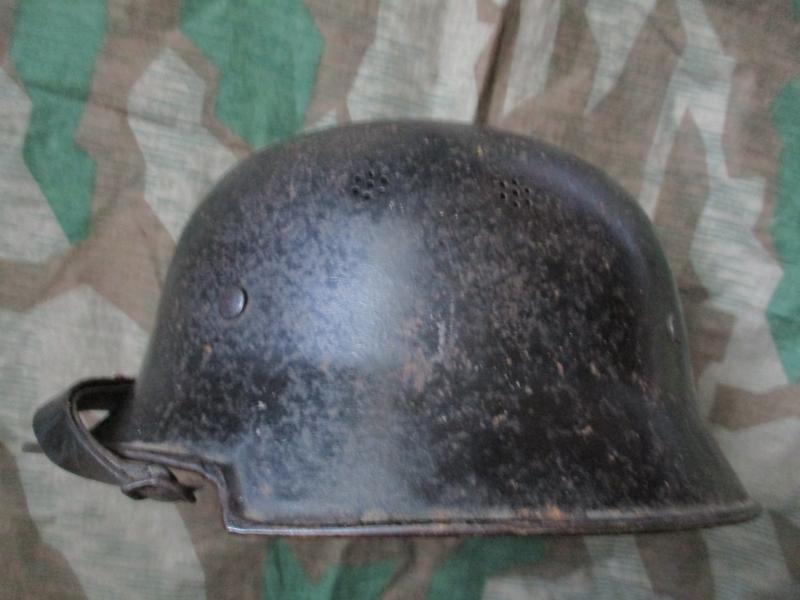 GENUINE GERMAN WW2 world war two BLACK POLICE SQUARE DIP HELMET thale D.R.P