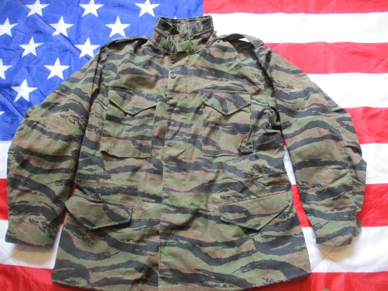 Alpha Industries USA US ARMY VIETNAM WAR tiger stripe camo M65 COMBAT jacket L XL