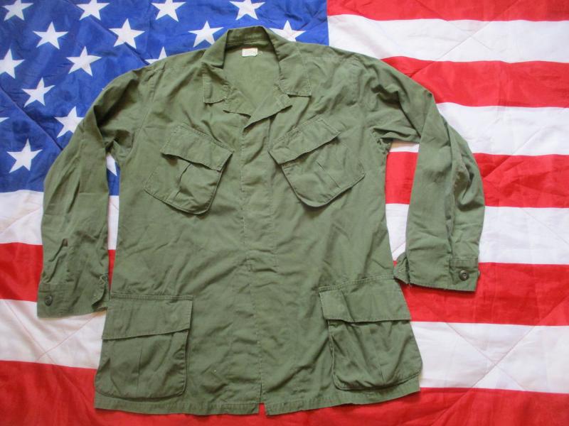 1969 VIETNAM WAR US ARMY OG107 GREEN SLANT POCKET Jungle JACKET COAT Large Regular