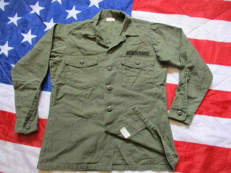 ORIGINAL 1973 US ARMY ISSUE Vietnam War OG 107 UTILITY SHIRT 15 1/2x33 medium M