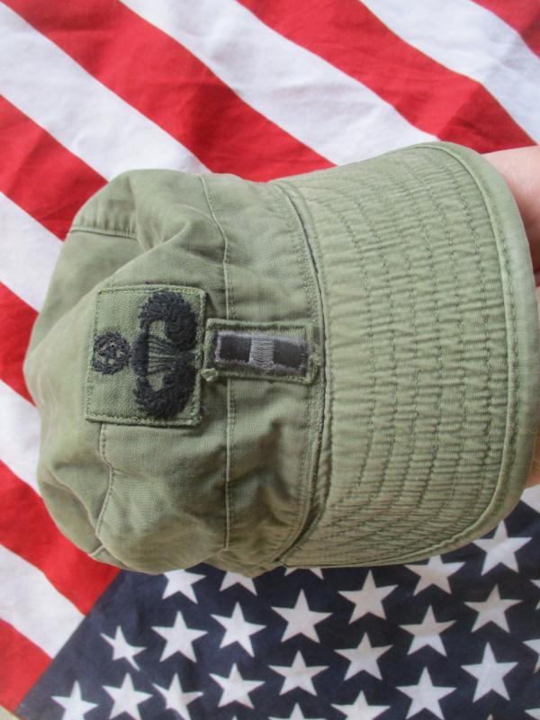 VIETNAM WAR US ARMY 1950 OG107 ranger m51 field cap AIRBORNE master jump wings