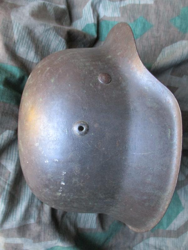 WW2 GERMAN M42 single decal removed STEEL COMBAT HELMET former camo MORE PICTURES