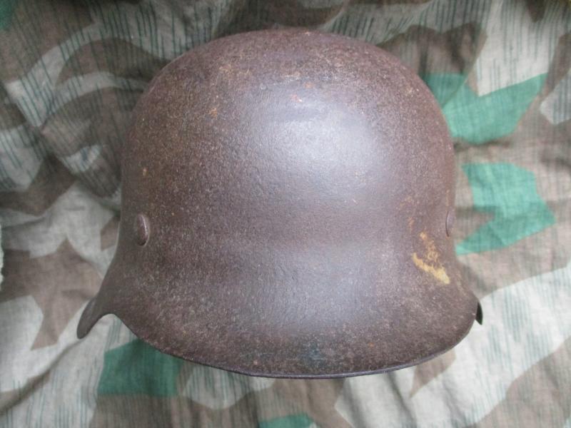 WW2 GERMAN M42 SINGLE DECAL steel combat helmet BARN FIND NORMANDY extra pictures