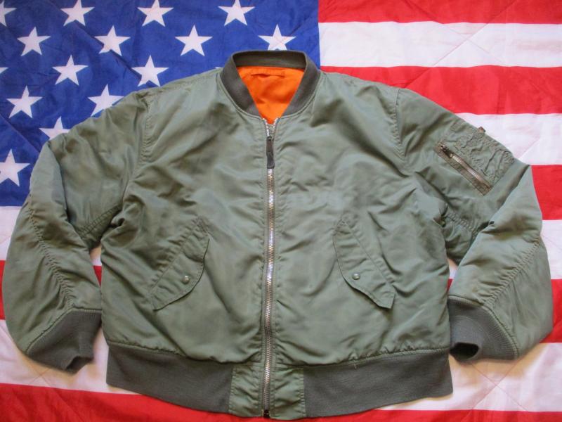 original ALPHA INDUSTRIES USA light MA1 bomber pilot JACKET COAT green XXL