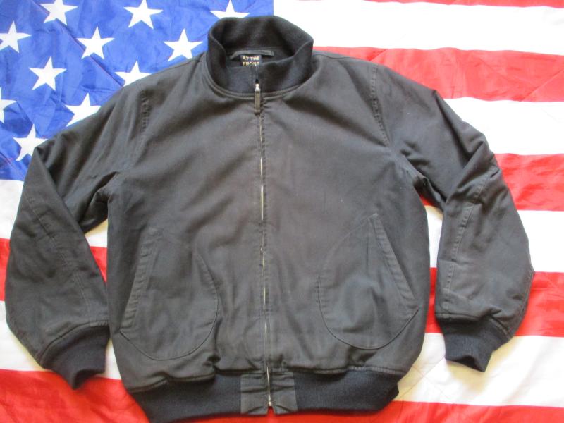 AT THE FRONT USA 1st model type WW2 US NAVY deck JACKET COAT navy blue L -XL