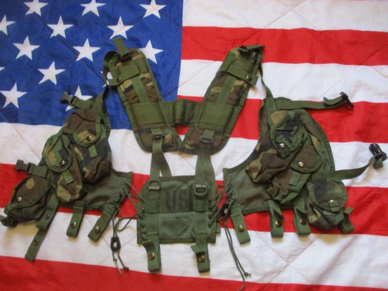 US USSF ISSUE LBE LBV AIRBORNE WEBBING YOKE HARNESS load bearing vest WOODLAND