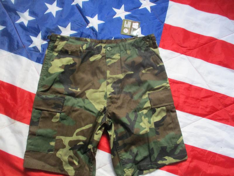 ROTCHO USA M81 WOODLAND CAMO BDU combat SHORTS SHORT TROUSERS medium NEW BNWT