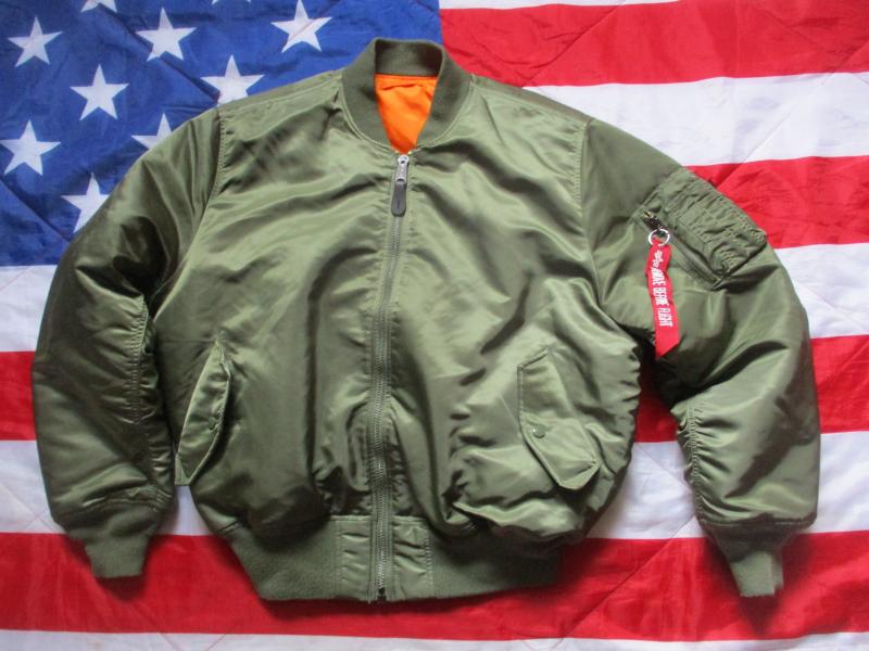 original real ALPHA INDUSTRIES USA MA1 MA 1 bomber pilot JACKET COAT green XL