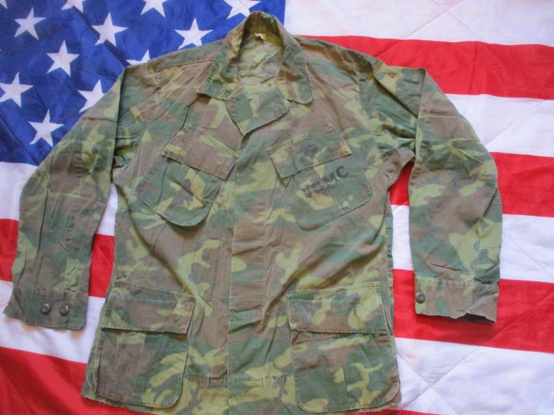 VIETNAM WAR USMC US MARINES erdl LIME GREEN camo SLANT POCKET Jungle JACKET COAT