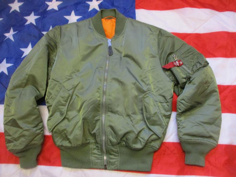 original ALPHA INDUSTRIES USA MA1 MA 1 bomber pilot JACKET COAT green MEDIUM