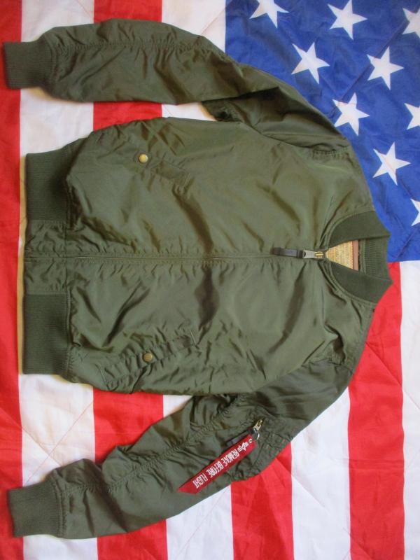 original ALPHA INDUSTRIES USA light MA1 bomber pilot JACKET COAT green MEDIUM