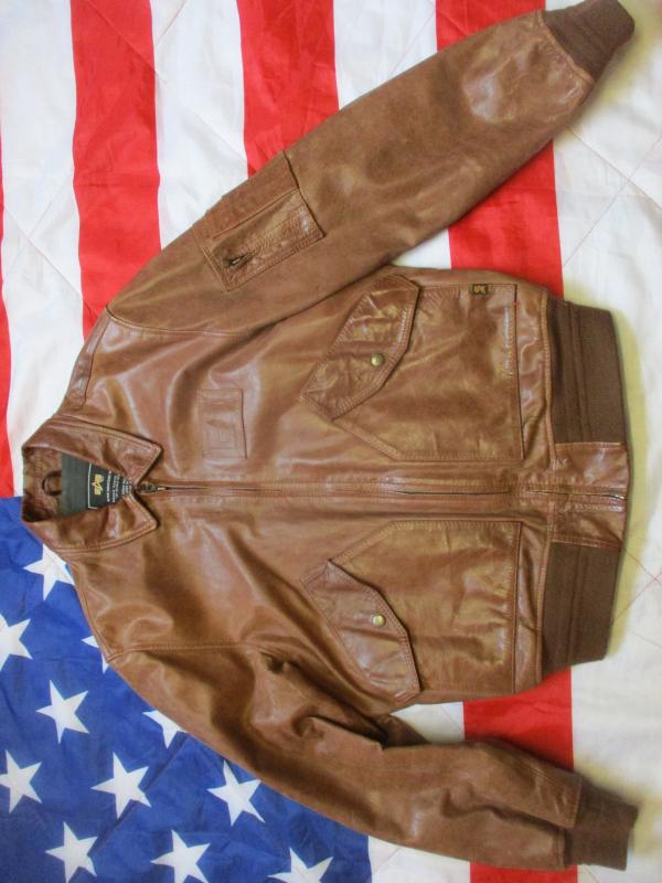 ALPHA INDUSTRIES USA leather CWU bomber pilot JACKET COAT usaf top gun M - L