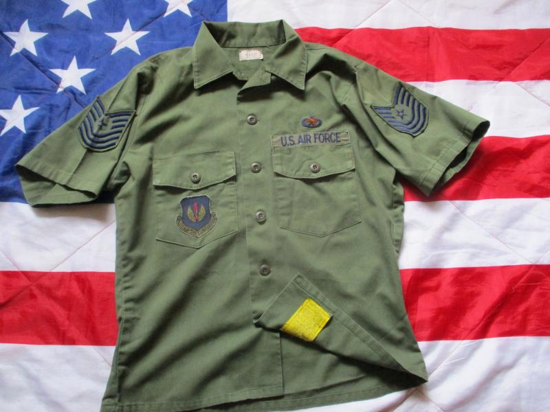 ORIGINAL 1981 US AIR FORCE usaf ISSUE OG green UTILITY SHIRT large 16  1/2 x 32