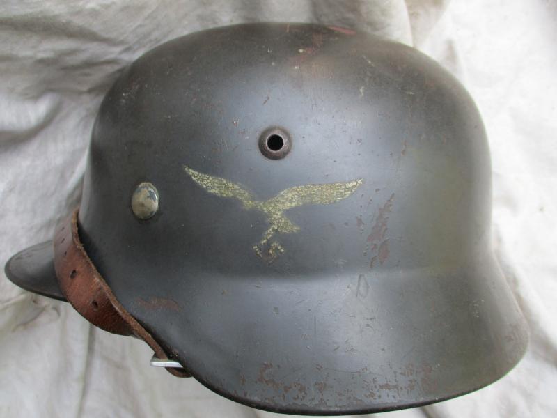 ORIGINAL M35 LUFTWAFFE double decal STEEL COMBAT HELMET .complete . Q64 .4672 extra pictures