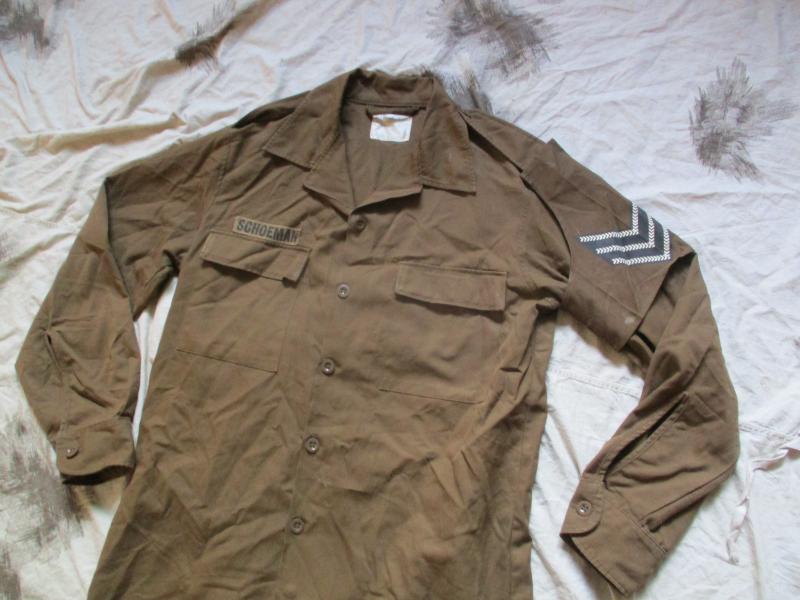 GENUINE sadf South African Army ISSUE 1984 NUTRIA BROWN COMBAT field shirt SHIRT & BRASSARD