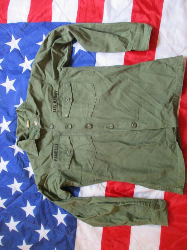 ORIGINAL US ARMY  Vietnam War OG 107 UTILITY COTTON SATEEN SHIRT 15 1/2 X 35 m