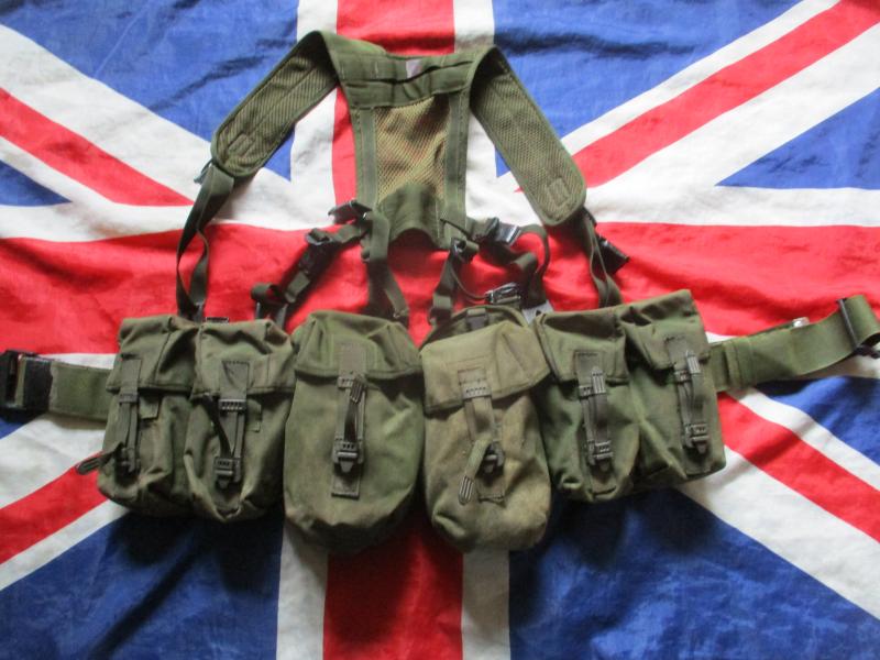 GULF WAR 1 BRITISH ARMY ISSUE OG GREEN PLCE sas belt kit INFANTRY WEBBING SET