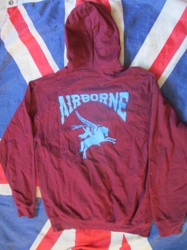 AIRBORNE FORCES PEGASUS paratrooper para MAROON HOODY sweatshirt MEDIUM new