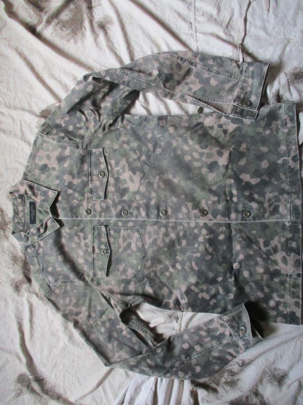 ALL SAINTS ww2 German Waffen ss dot pea spotty CAMO combat utility shirt MEDIUM