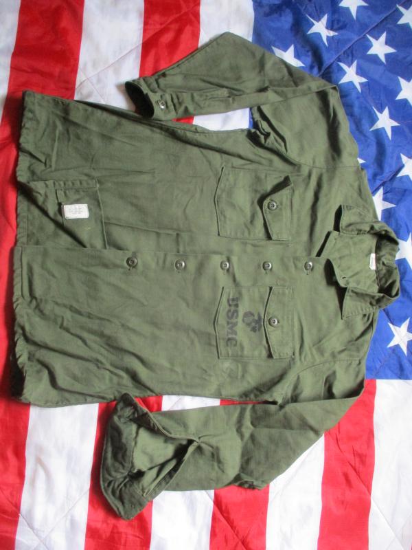ORIGINAL 1975 US MARINES USMC Vietnam War OG 107 UTILITY COTTON SATEEN SHIRT  XL