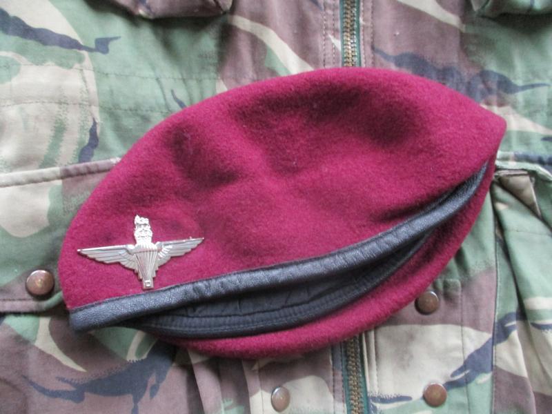 genuine PARACHUTE REGIMENT issue AIRBORNE MAROON BERET leather band SHAPED used