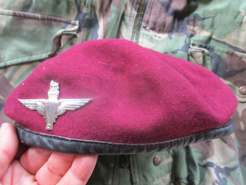 genuine PARACHUTE REGIMENT issue AIRBORNE MAROON BERET leather band SHAPED used
