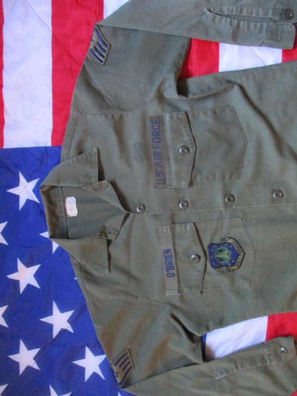 rare ORIGINAL 1985 US AIR FORCE usaf ISSUE space command OG green UTILITY SHIRT