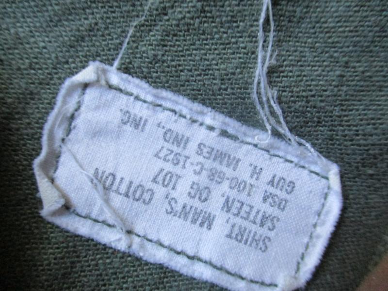 ORIGINAL 1968 US ARMY Vietnam War OG 107 UTILITY COTTON SATEEN SHIRT medium