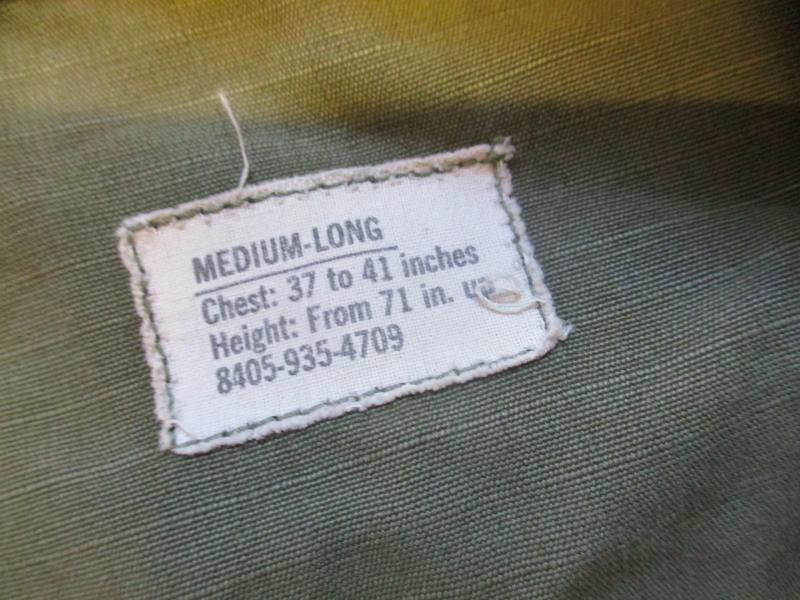1969 VIETNAM WAR US ARMY SLANT POCKET OG107 GREEN Jungle combat JACKET COAT ML