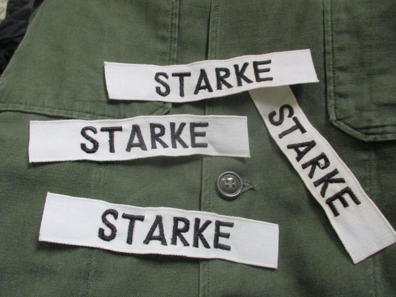 GENUINE M51 UNIFORM early VIETNAM WAR US ARMY white name TAPE badge STARKE